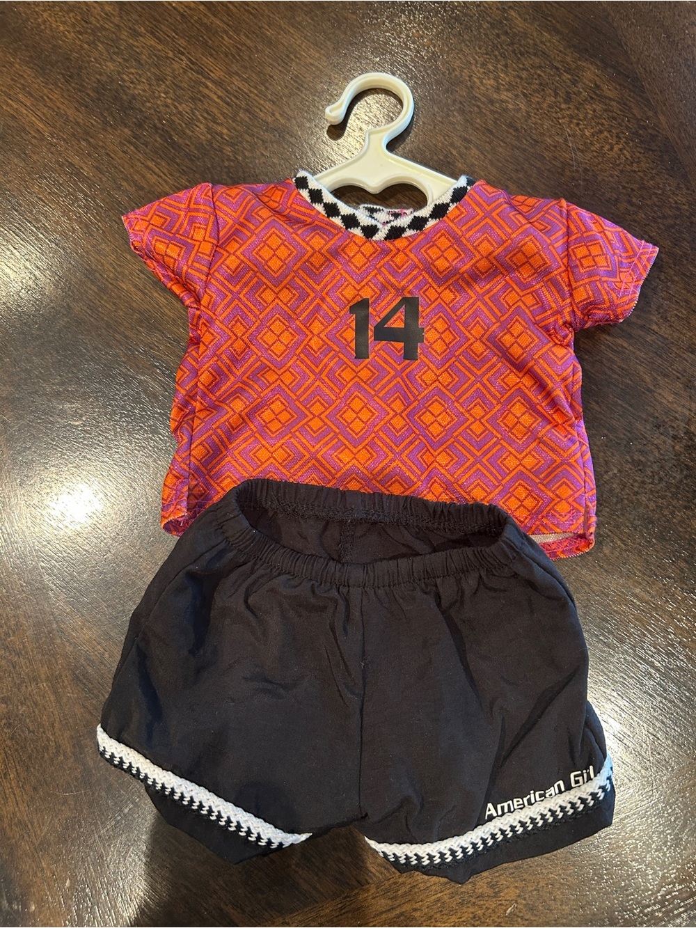 American Girl Doll Soccer Outfit Jersey #14 & Black Shorts